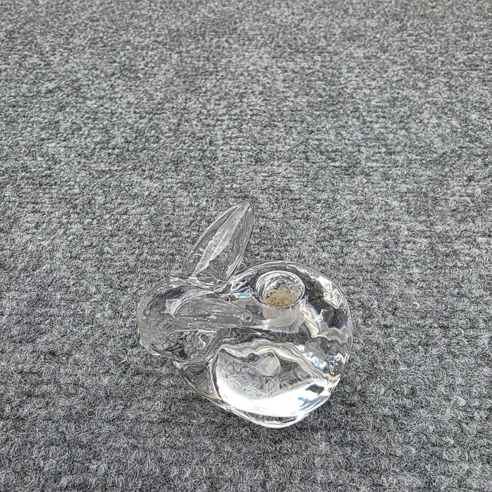Vintage Clear Glass Bunny Rabbit‎ Figurine Candle Holder Votive Paperweight 2.5